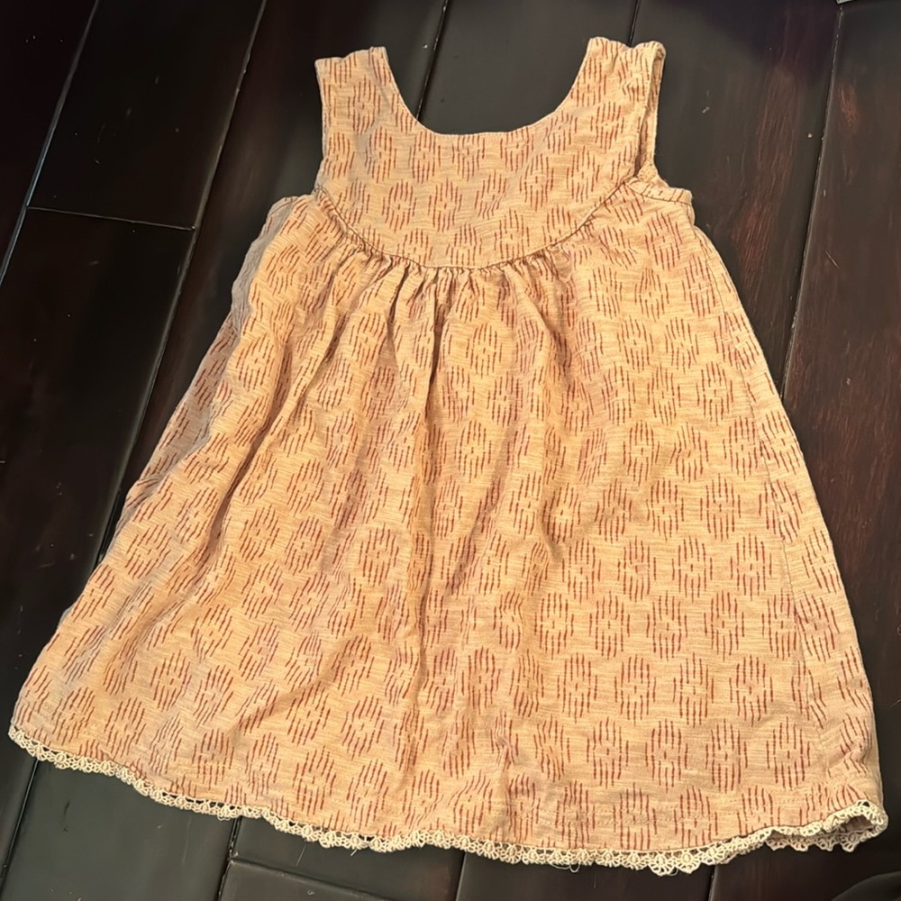 City mouse organic cotton dress with lace trim pink.